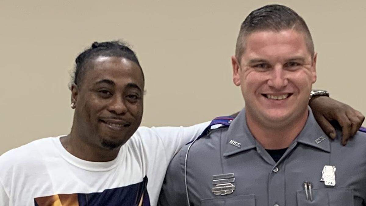 Slidell resident Michael Williams, left, and Mississippi State Trooper Caleb McQueen have become good friends after crossing paths in a moment that Williams believes was “divine intervention.”