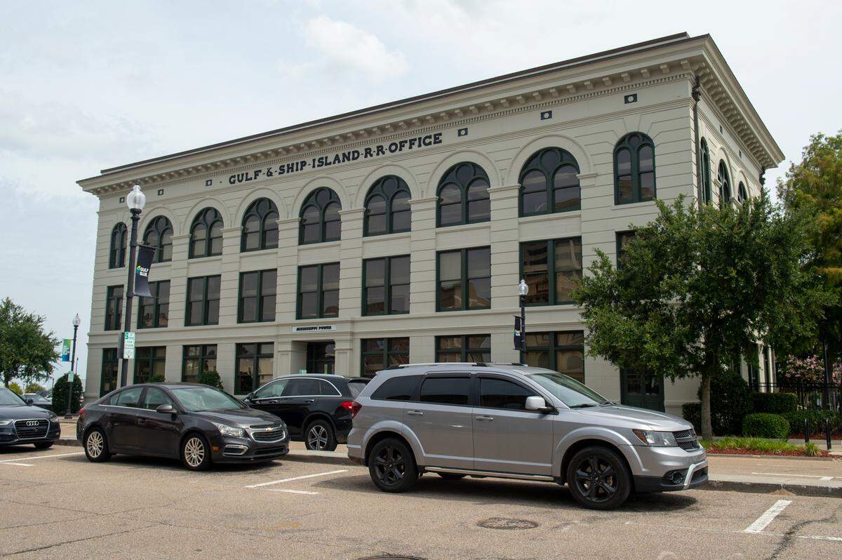 The Gulf and Ship Island Railroad Office, which now houses The University of Southern Mississippi Gulf Blue initiative and collaborative workspace, in Gulfport on Friday, July 14, 2023.