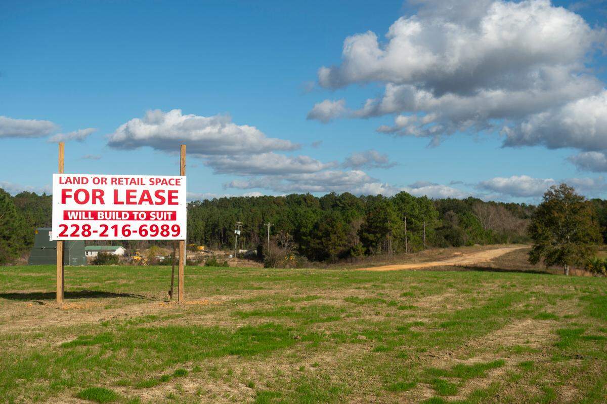 Signs advertising land for lease are posted near the site of Buc-ee’s in Harrison County.