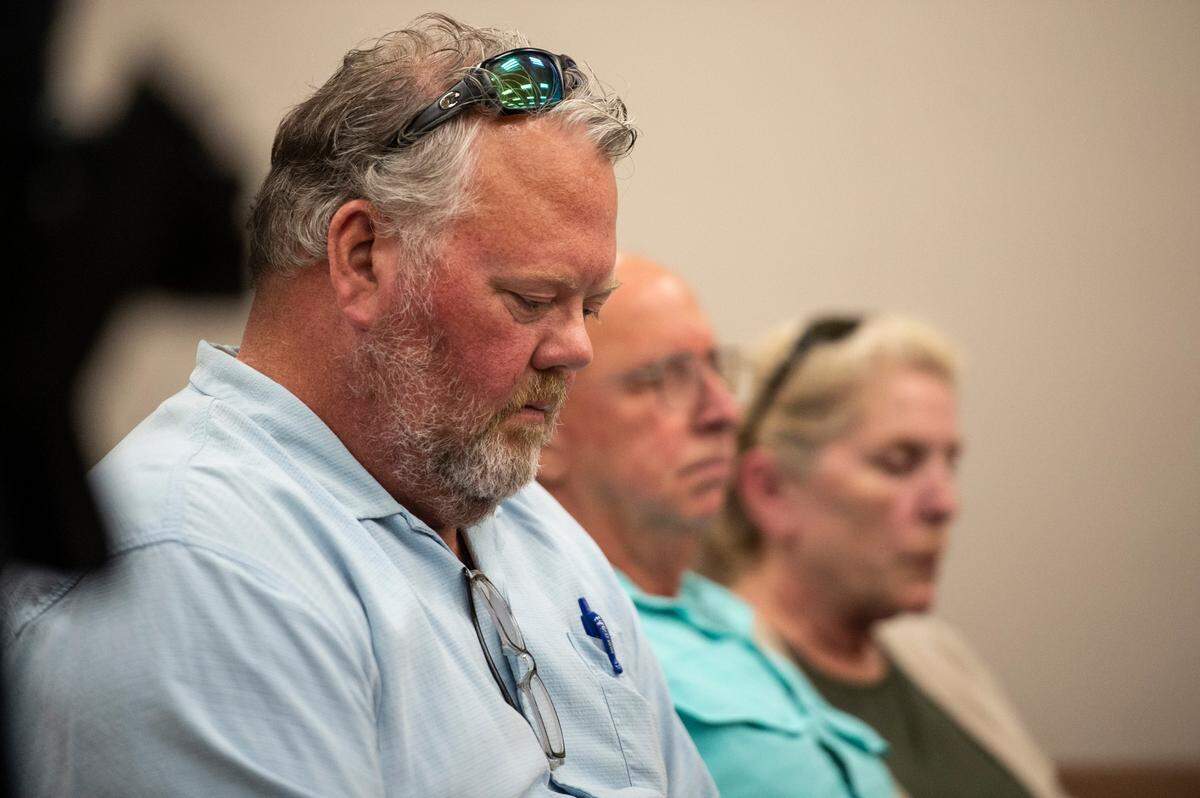 Cliff Kirkland’s son-in-law Craig Ross looks down as his father-in-law is determined to be guilty on all counts during Harrison County Circuit Court on Wednesday, May 18, 2022.