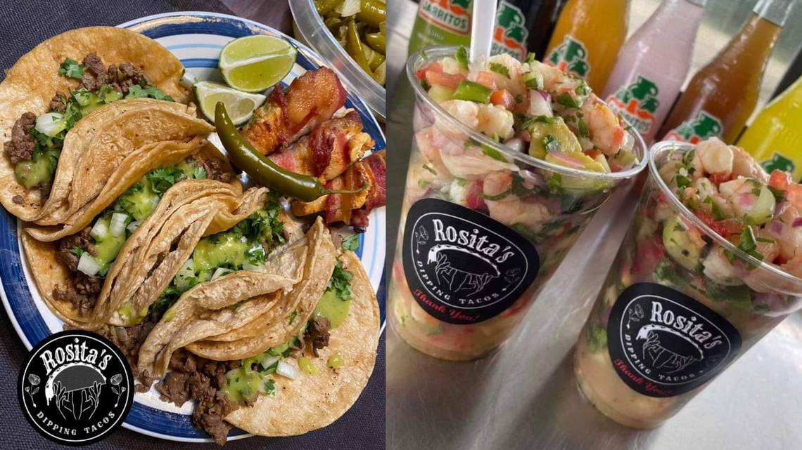 Tacos and ceviche at Rosita’s Dipping Tacos.