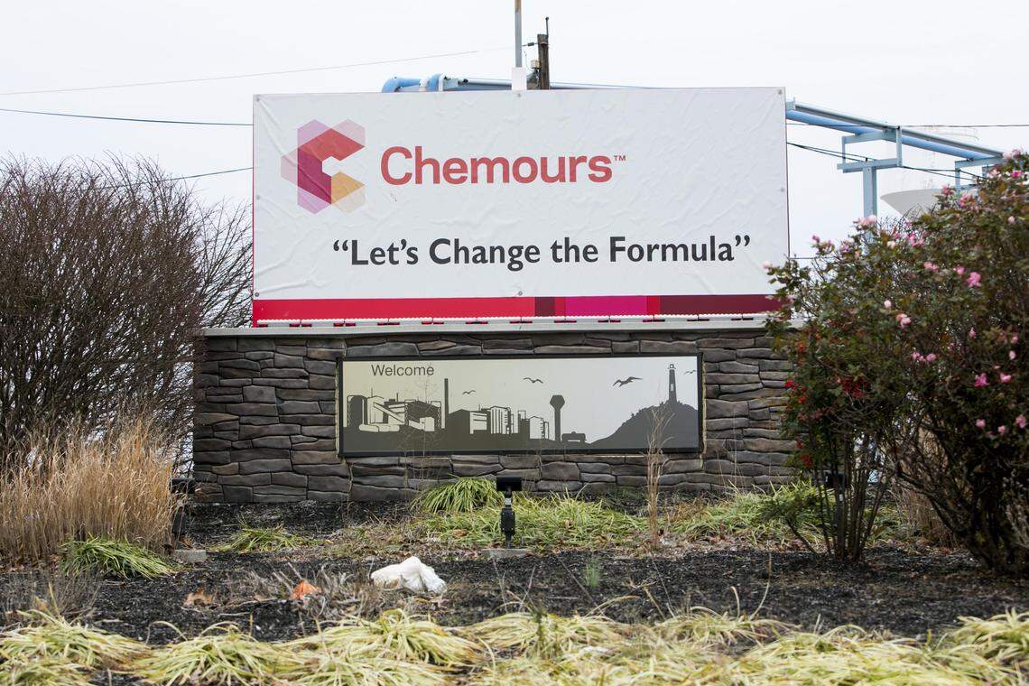 A logo sign outside of a facility occupied by The Chemours Company in Wilmington, Delaware, on December 11, 2016.