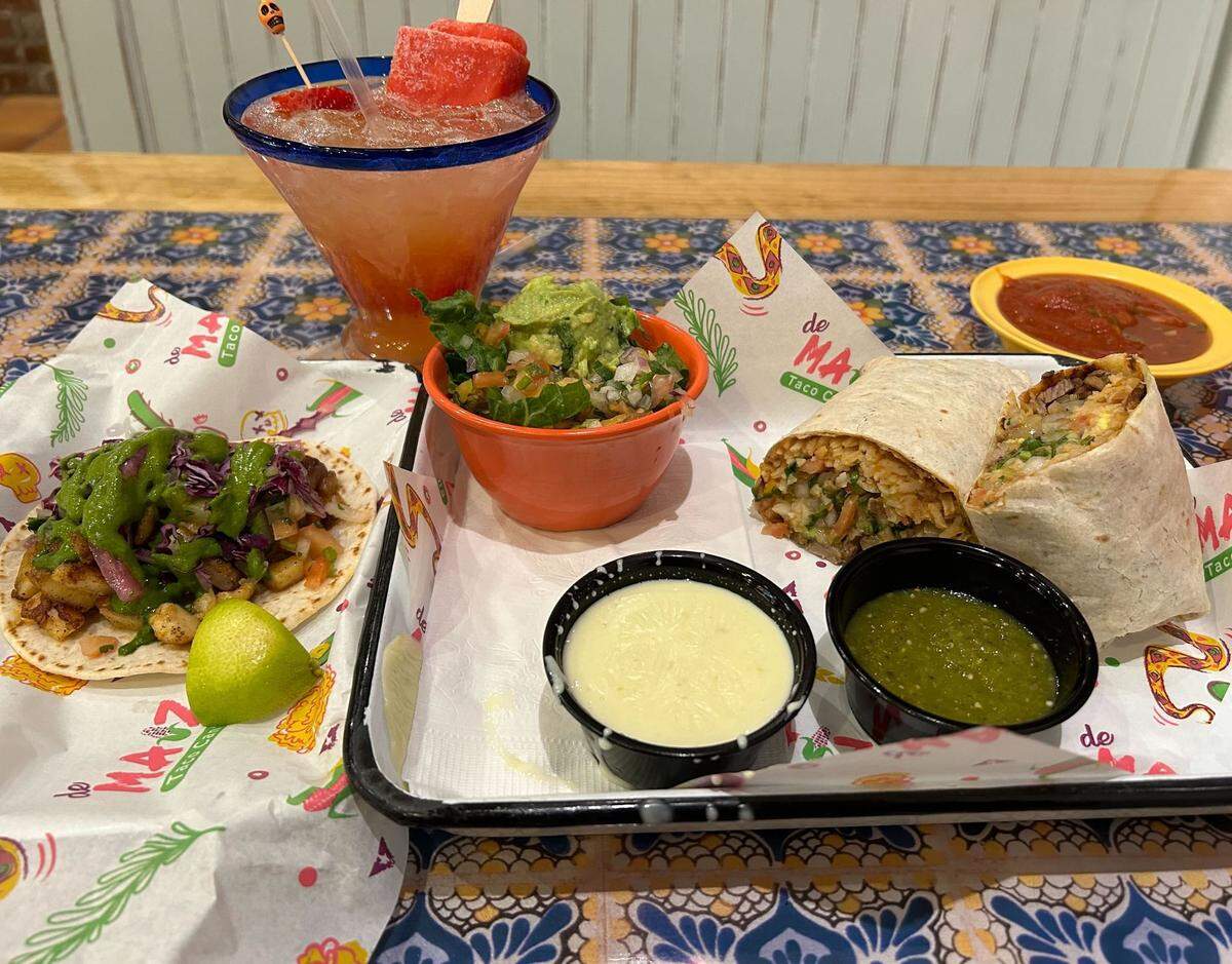 The chilango burrito and camaron taco from deMaiz Taco Cantina in Pascagoula, Mississippi.