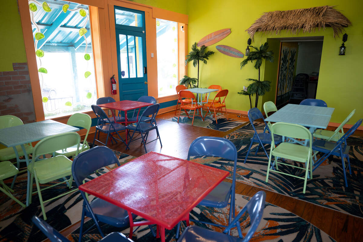 The indoor dining area at Hilltop Daiquiris & Tacos in Wiggins on Tuesday, June 23, 2026.