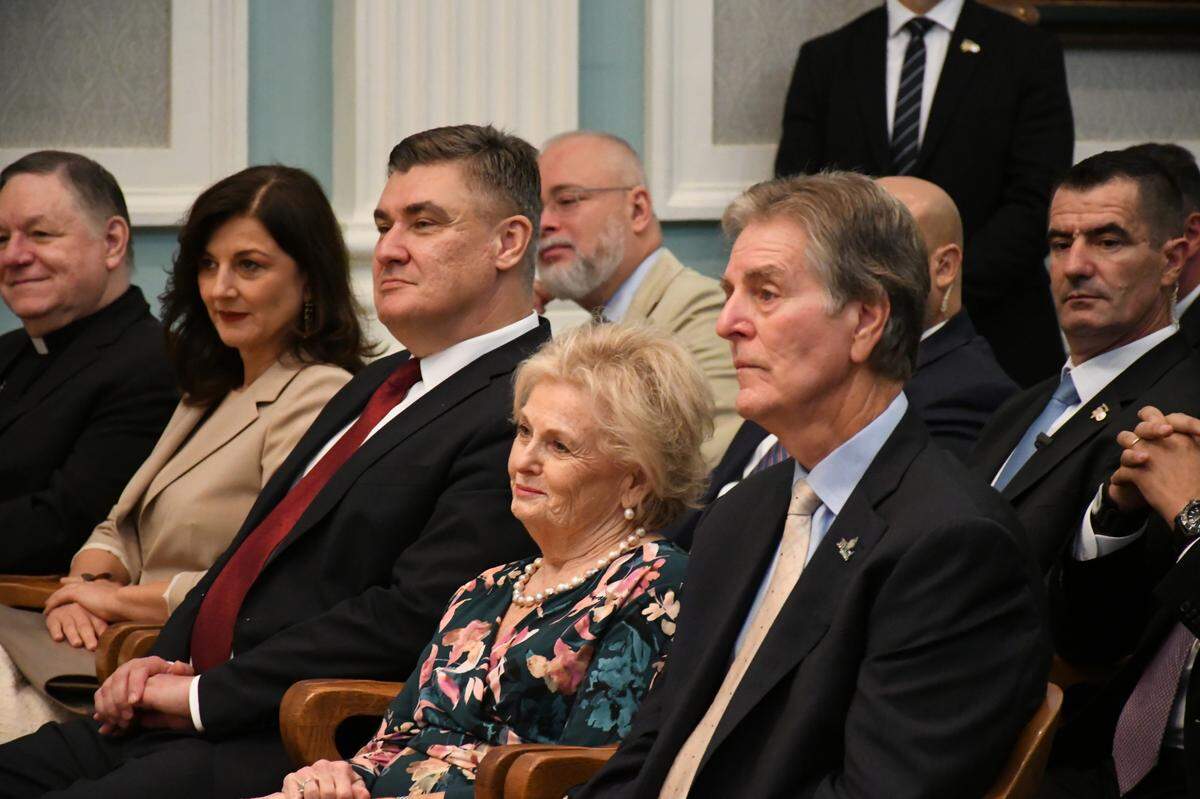Biloxi Mayor Andrew “Fofo” Gilich and his wife sit alongside Croatian President Zoran Milanović’s and his wife during the president’s visit to Biloxi on Friday, Sept. 22, 2023.