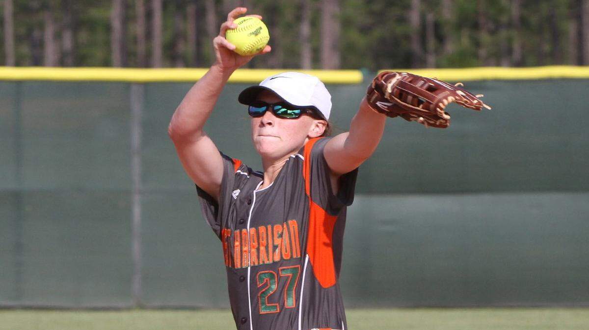 JOHN FITZHUGH/SUN HERALD 
 West Harrison pitcher Stephanie Necaise throws against Picayune during the sixth inning of their 5A softball playoff game at West Harrison on Friday April 29, 2016.