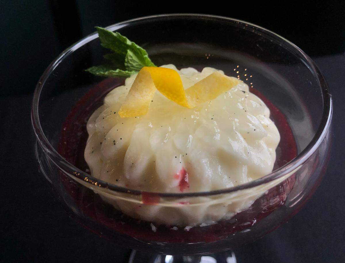 The panna cotta desert at Evergreen, a new restaurant concept replacing Charred, in Ocean Springs on Thursday, Sept. 28, 2023.