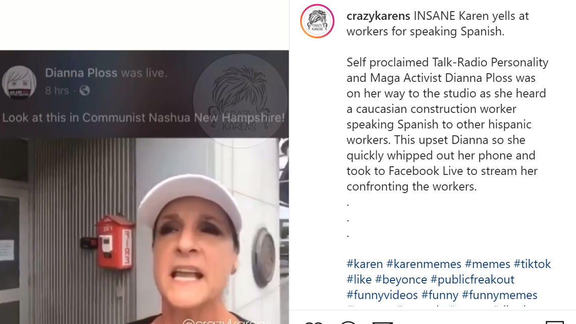 Conservative radio host Dianna Ploss is out of a job after she filmed herself verbally harassing a group of landscape workers in New Hampshire for speaking Spanish.