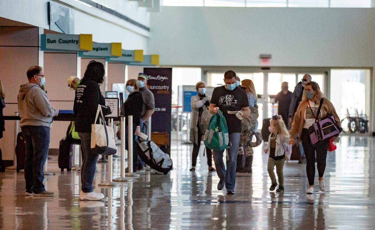 Travelers make their way through the Gulfport-Biloxi International Airport Tuesday, Nov. 24, 2020. The airport will receieve RESTORE Act funding for a development project.