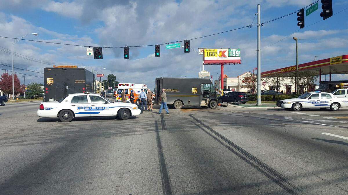 COURTESY GULFPORT POLICEOne person was injured after a GMC Sierra and UPS van collided on U.S. 49 near Community Road