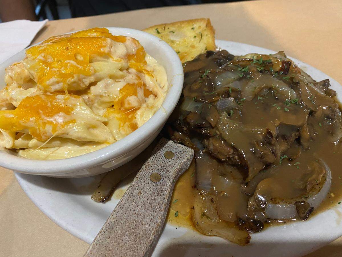 Hamburger Steak and Mac & Cheese from Dempsey’s