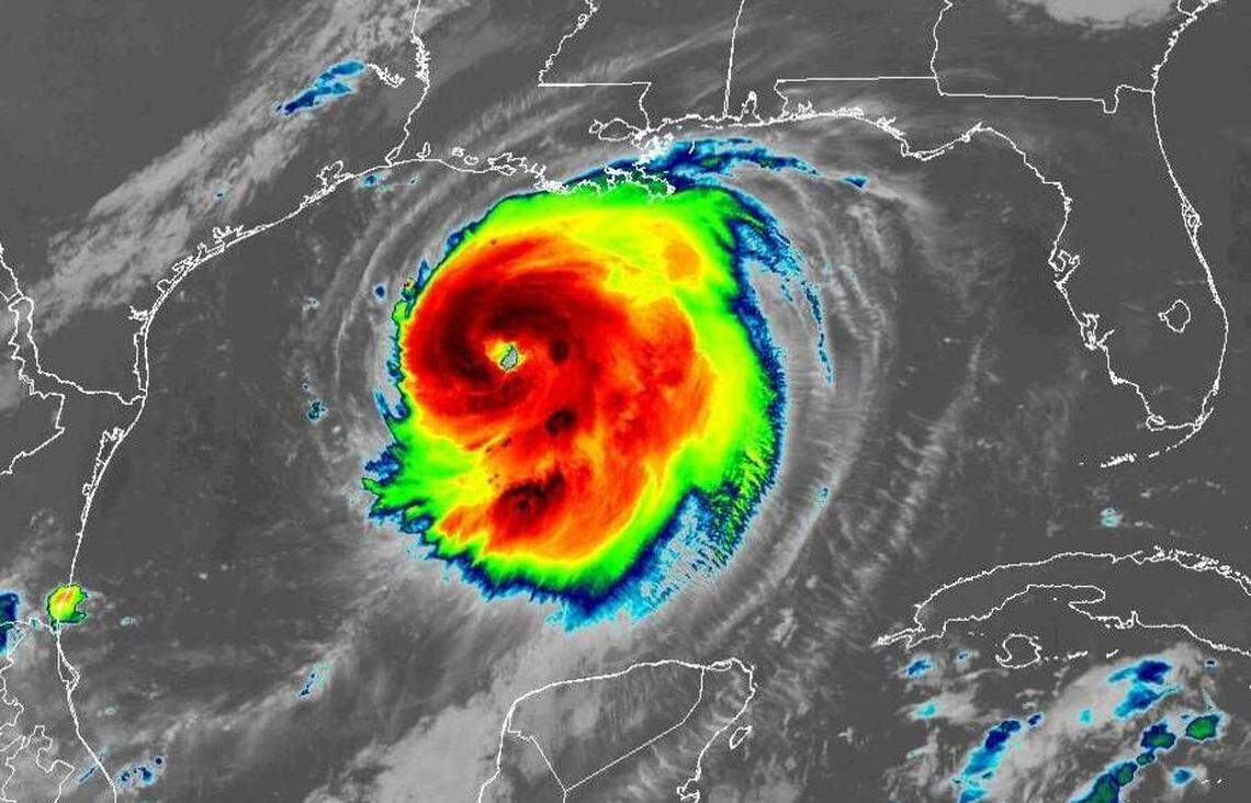 Hurricane Laura in the Gulf of Mexico on August 26, 2020.