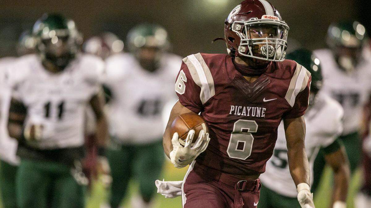 Picayune’s Chris Davis (#6) make a break away during the 5A State Championship game against West Point at M.M. Roberts Stadium in Hattiesburg on Saturday, Dec. 4, 2021.