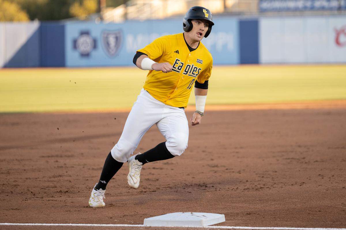 Southern Miss outfielder Davis Gillespie (11) rounds third base during a win over Nicholls at Keesler Federal Park on Tuesday, March 17, 2026.