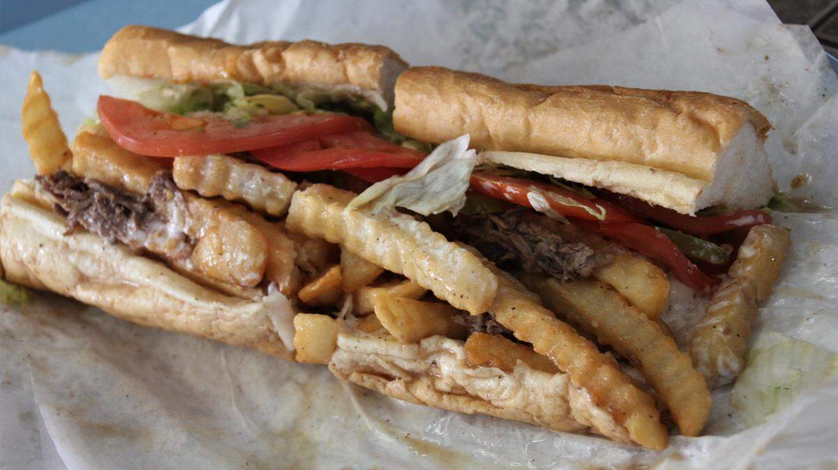 French fry po'boy with gravy at Frostop in Picayune.
