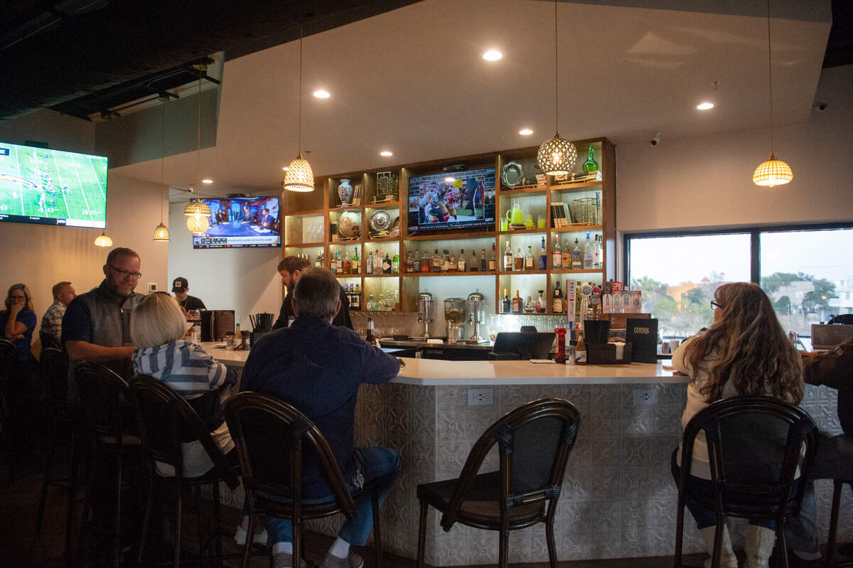 The bar area inside Coterie Restaurant and Oyster Bar in Long Beach on Thursday, Dec. 14, 2023.