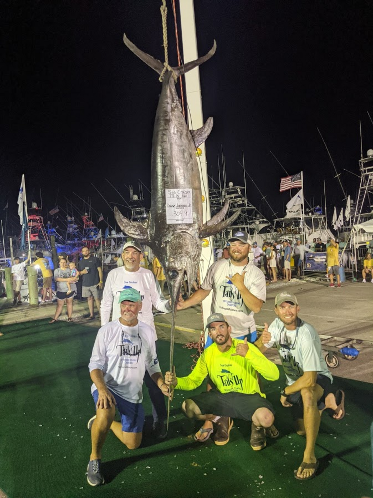 A 309-pound swordfish caught by Donnie Jackson Jr. and team Tails up Sea Cruiser in the 2021 Mississippi Gulf Coast Billfish Classic broke the state record.