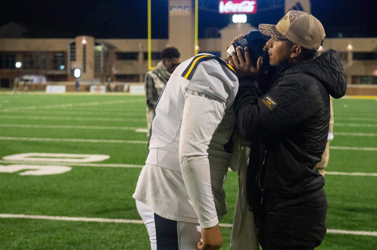 Gautier players react after Gautier lost the MSHAA Class 5A Football Championship at M.M. Roberts Stadium in Hattiesburg on Friday, Dec. 6, 2024.