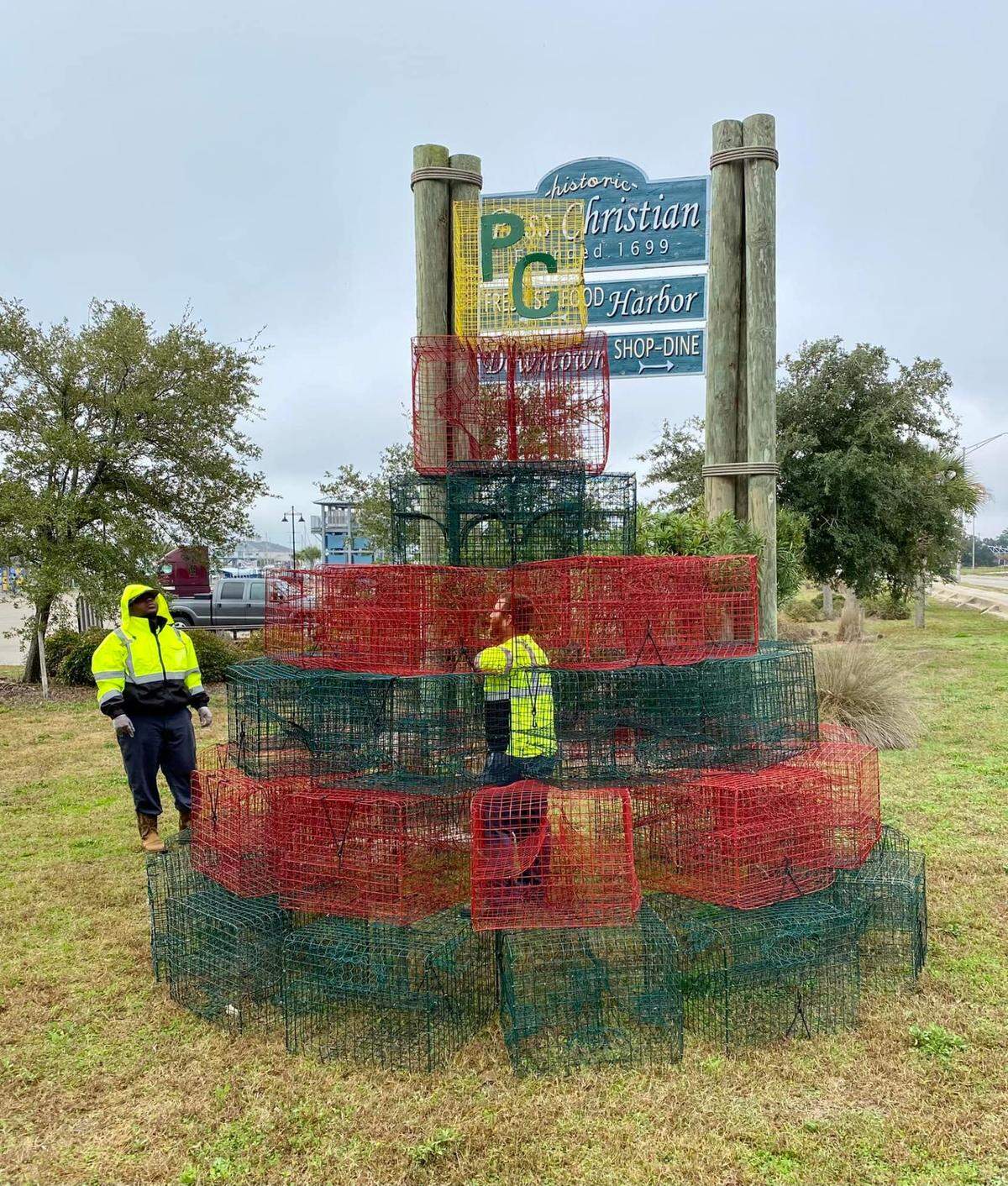It’s beginning to look a lot like Christmas in The Pass. The City of Pass Christian assembled its Crab Trap Christmas tree this week.