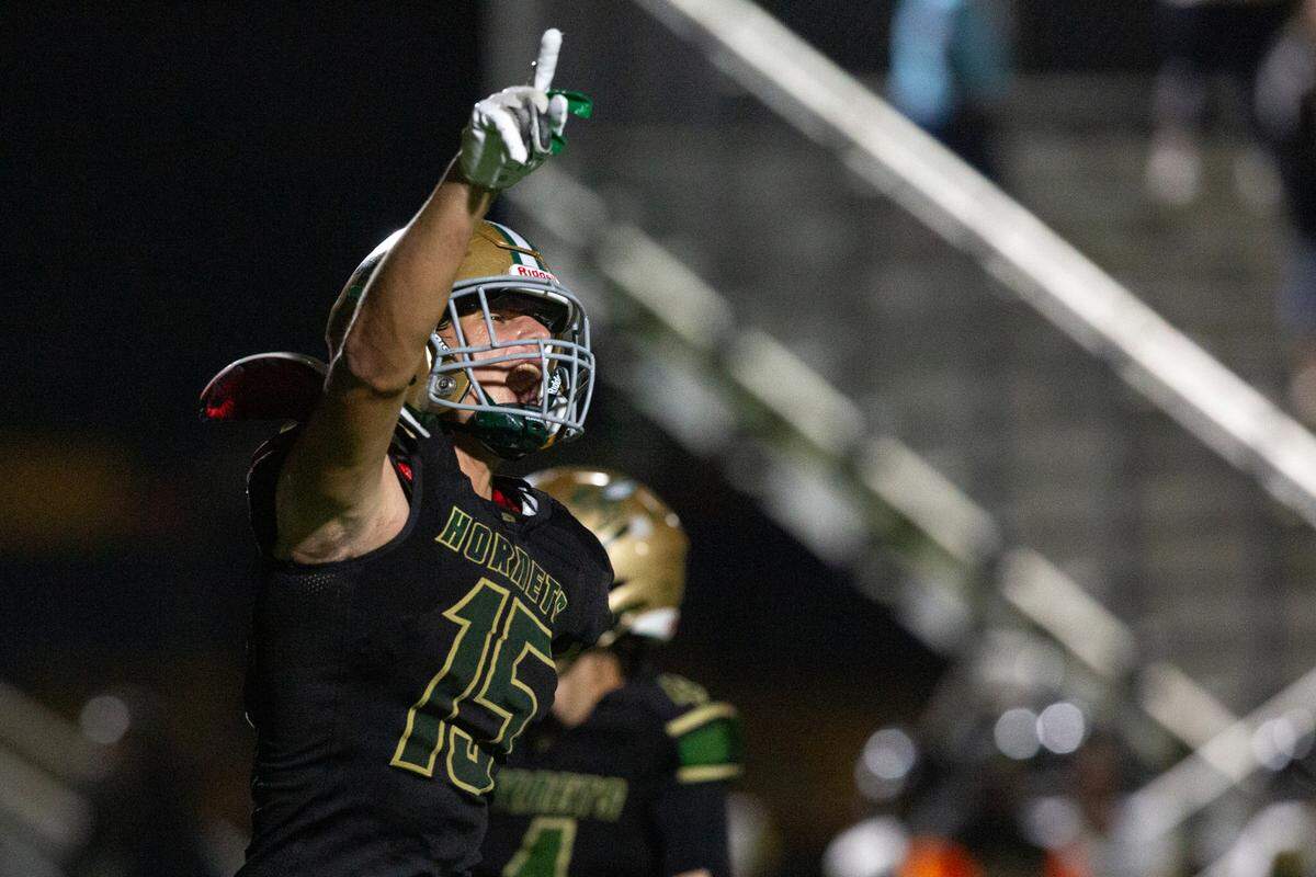 Poplarville’s Jeremiah Moss reacts to a play during a playoff game between Poplarville and Mendenhall at Poplarville on Friday, Nov. 8, 2024.