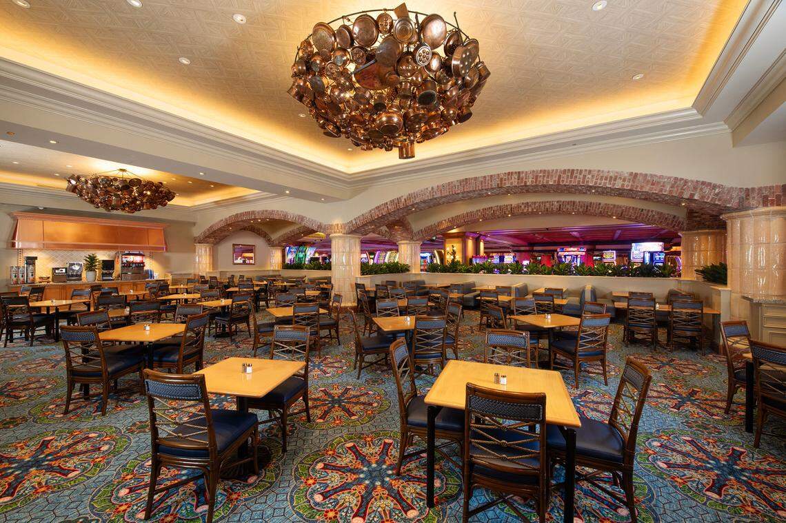 The dining room at The Buffet at Beau Rivage Resort and Casino in Biloxi was redesigned. Familiar touches like the copper and brick remain from the original in this makeover of the restaurant.