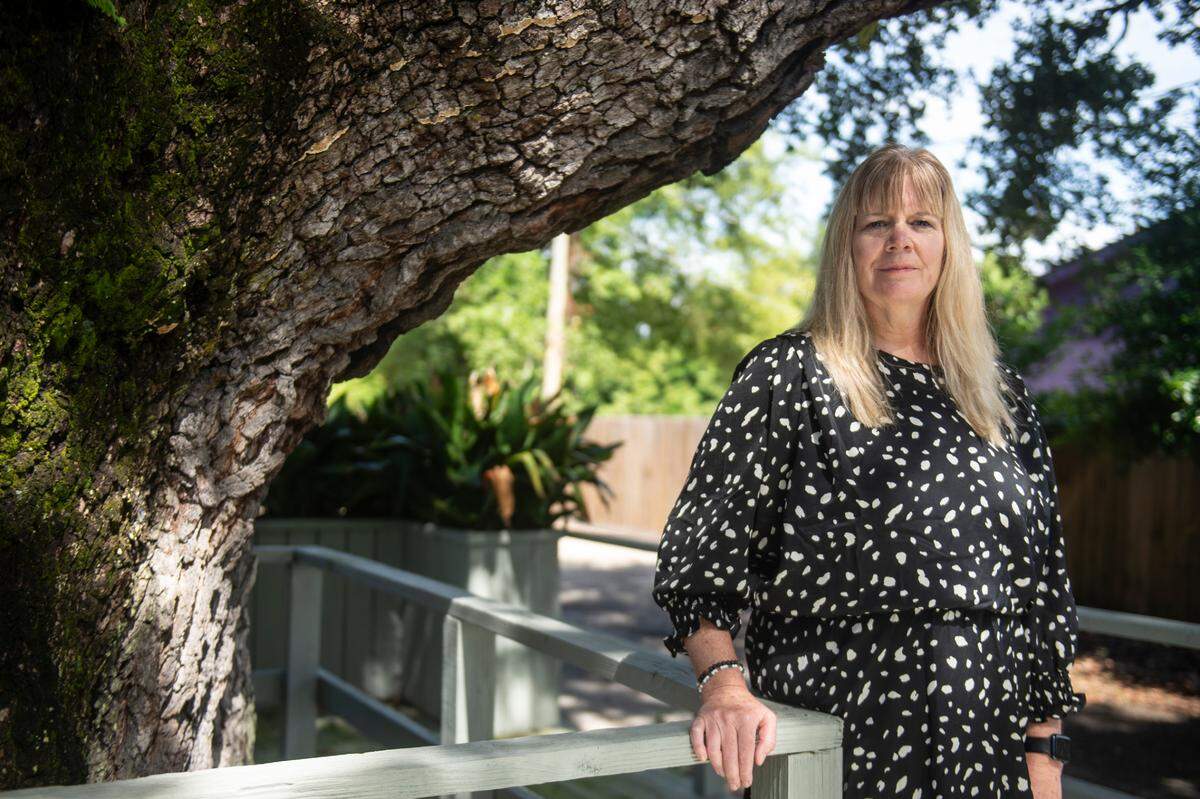 Stacey Riley, Chief Executive Officer for the Gulf Coast Center for Nonviolence, poses for a portrait outside the center in Biloxi on Wednesday, July 24, 2024. “We have been at or beyond capacity for weeks and weeks and weeks,” says Riley. “We have a revolving door.”
