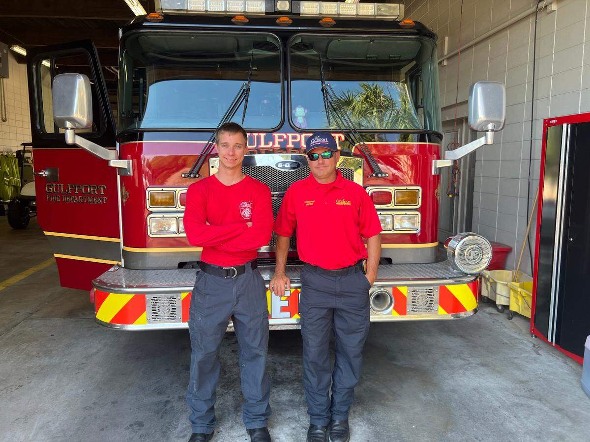 Firefighters James Dolan (left) and Jesse Vincent (right) assisted in the birth of a child on Mother’s Day
