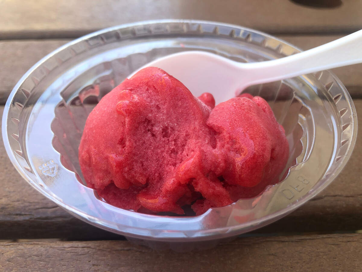 The raspberry sorbet at Creole Creamery in Bay St. Louis on Thursday, Aug. 17, 2023.