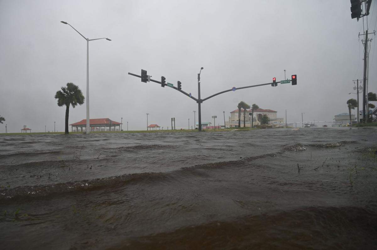 The intersection of U.S. 90 at Cleveland Avenue was completely flooded as Tropical Storm Cristobal made landfall on Sunday, June 7, 2020.