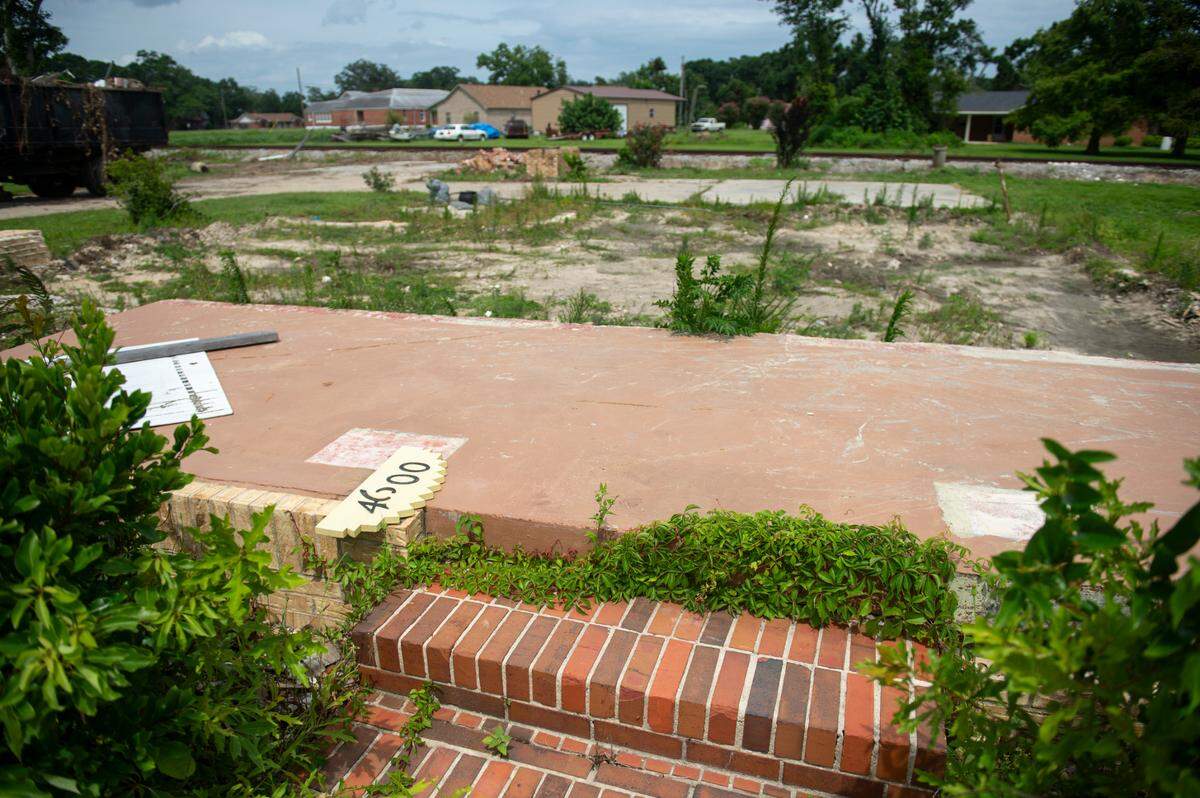 The remains of what was a home on Short Railroad Street in Moss Point on Tuesday, June 18, 2024. The home was destroyed during a devastating tornado in June 2023 and hasn’t been rebuilt.