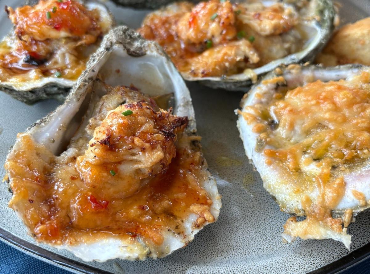 The crab rangoon oysters at Evergreen in Ocean Springs.