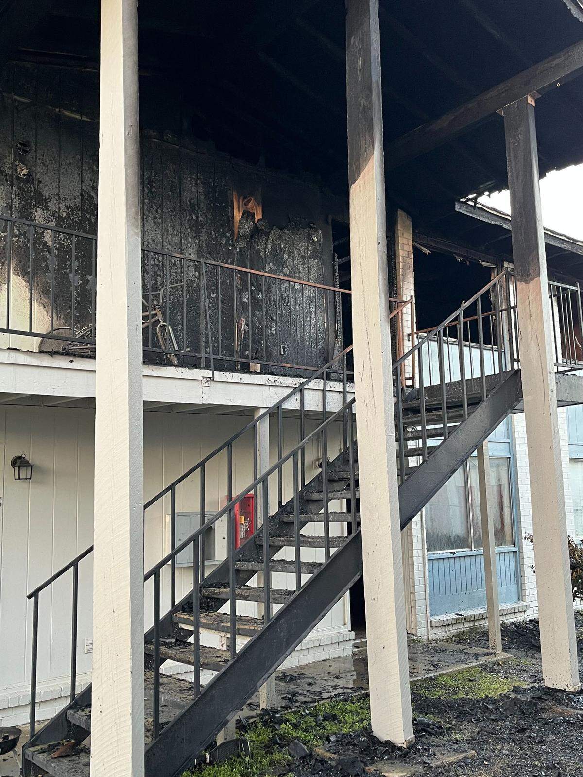 An early morning fire tore through a building Friday at the Southwind Apartments in Biloxi.