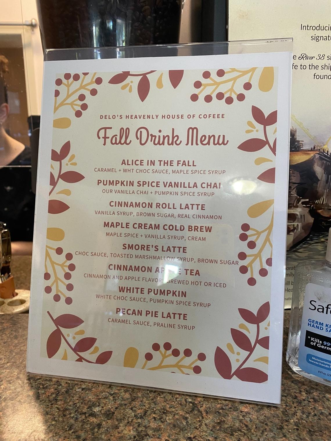 Delo’s Fall Drink Menu