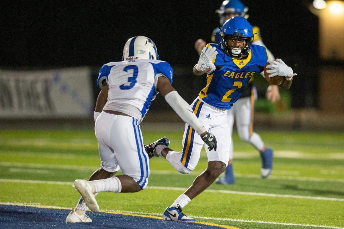 Resurrection’s Daniel Pickens runs the ball during a game against French Camp Academy at Gautier High School in Gautier on Friday, Nov. 3, 2023.