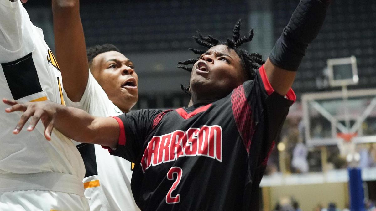 Harrison Central’s Demarius Coleman (2) drives against Starkville during the MHSAA 6A Boys Basketball Semifinals held at the Mississippi Coliseum March 4th, 2020.