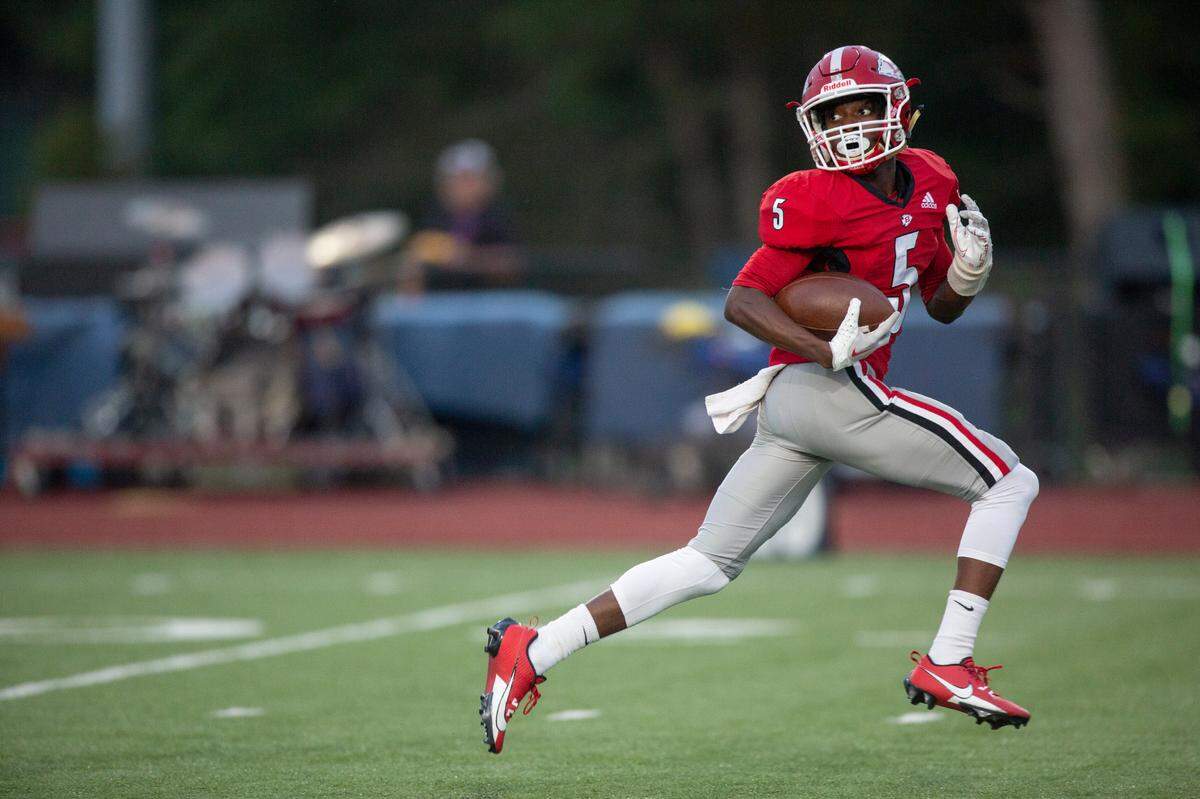 Biloxi’s Tristain Haynes runs the ball down the field for a touchdown during their game against George County at Biloxi High School on Friday, Sept. 8, 2023.