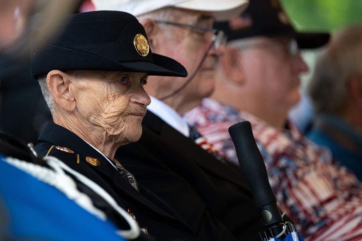 Claire Dimler-Smith watches on during a ceremony at Biloxi National Cemetery on Monday, May 25, 2026.