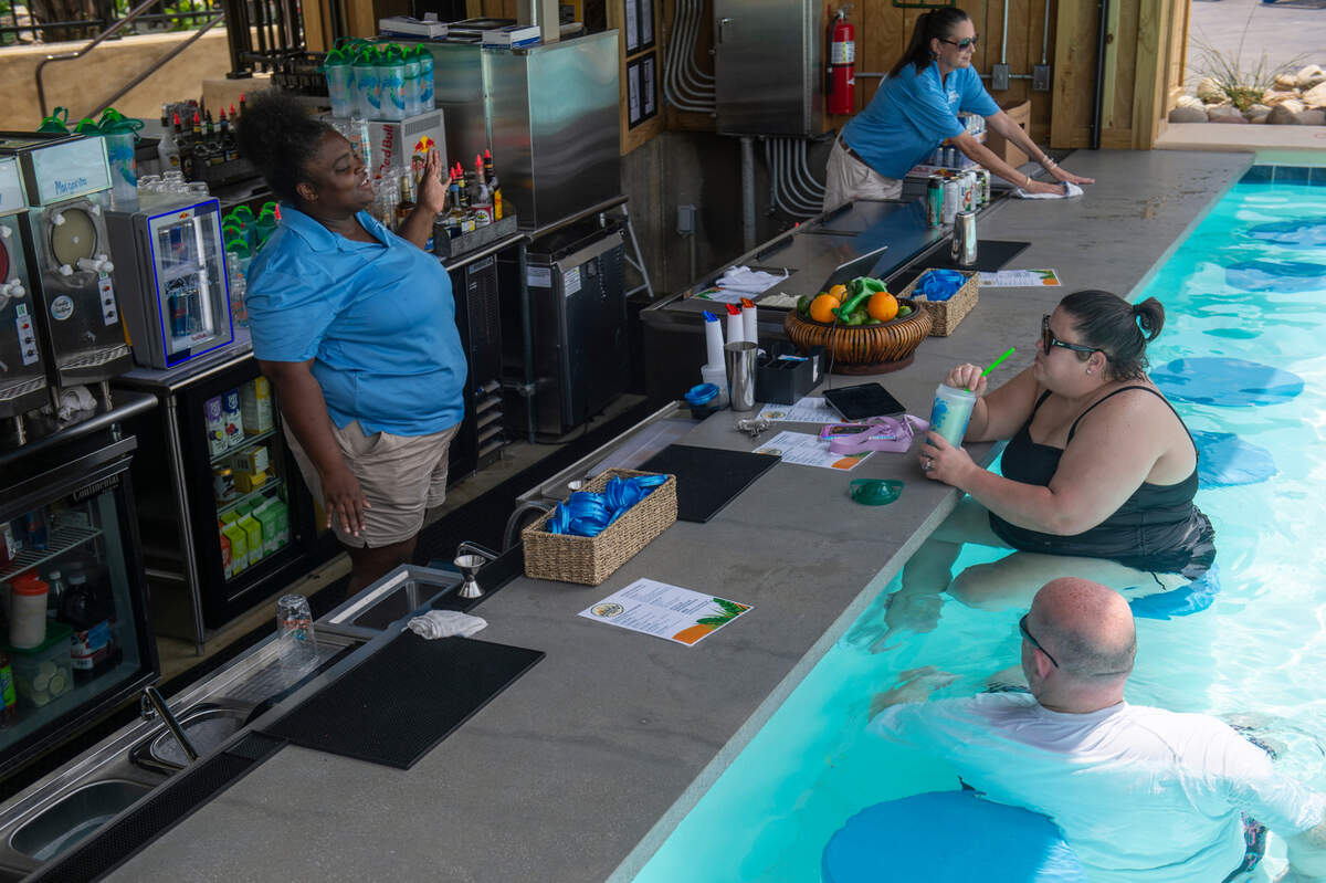 Habari Sips, a swim up bar off the adults only pool, at Serengeti Springs at the Hattiesburg Zoo on Wednesday, June 5, 2024.