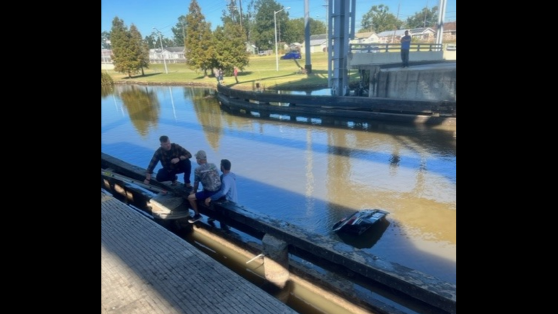 A 62-year-old man had to be rescued from the sunken car, after he crossed a raised drawbridge and drove straight into a Louisiana bayou, the Houma Police Department reports.