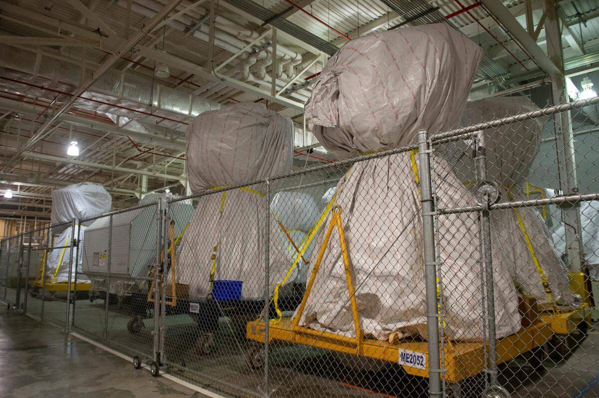 RL10 engines stored at Aerojet Rocketdyne at Stennis Space Center in Bay St. Louis on Wednesday, April 3, 2024. The RL10 engines, which are destined for the Orion spacecraft on the Artemis missions, are not built at Stennis, but will be tested there.