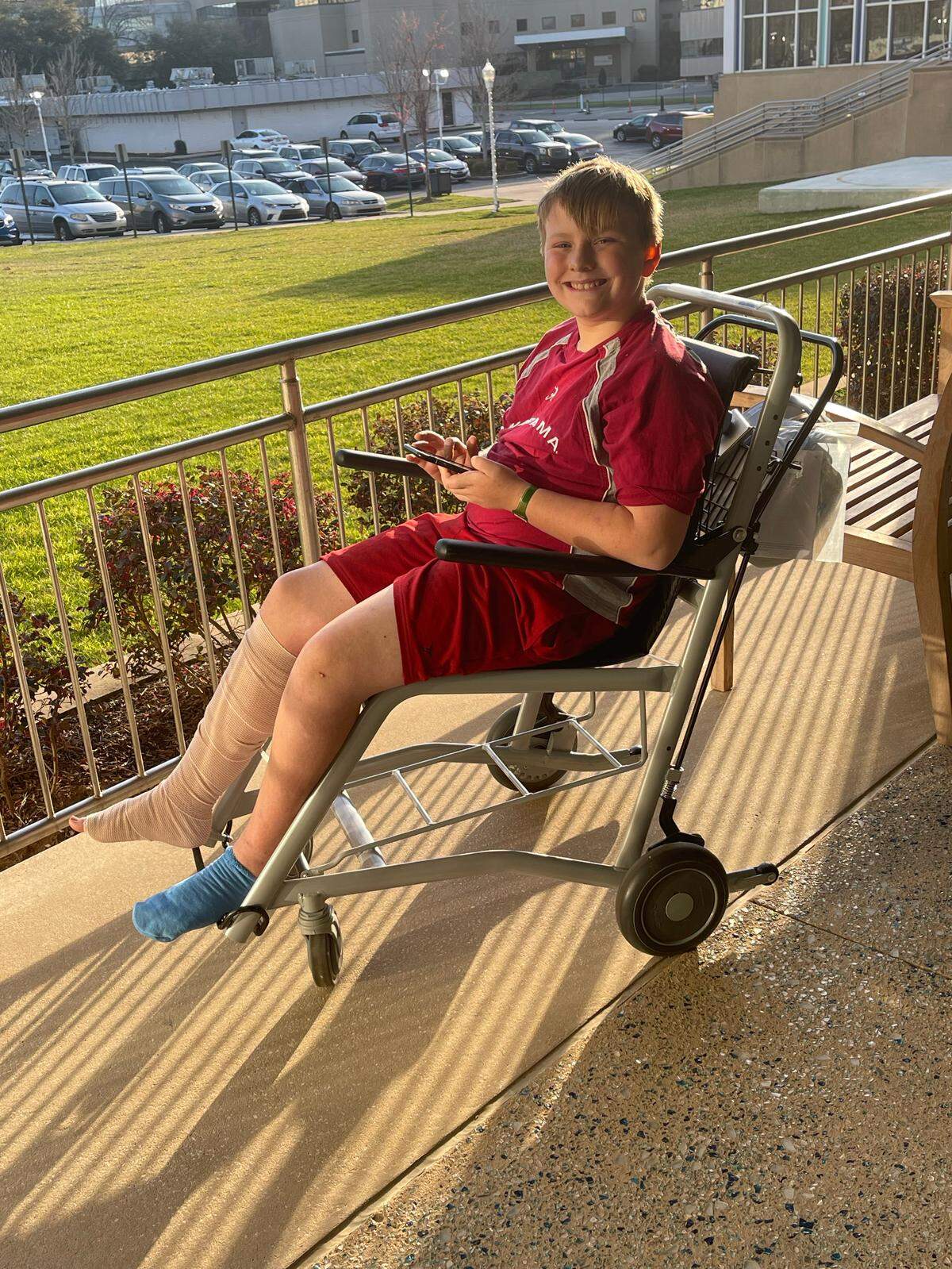 Chris McLarty, 12, spent weeks in a wheelchair while recovering from a dog attack.