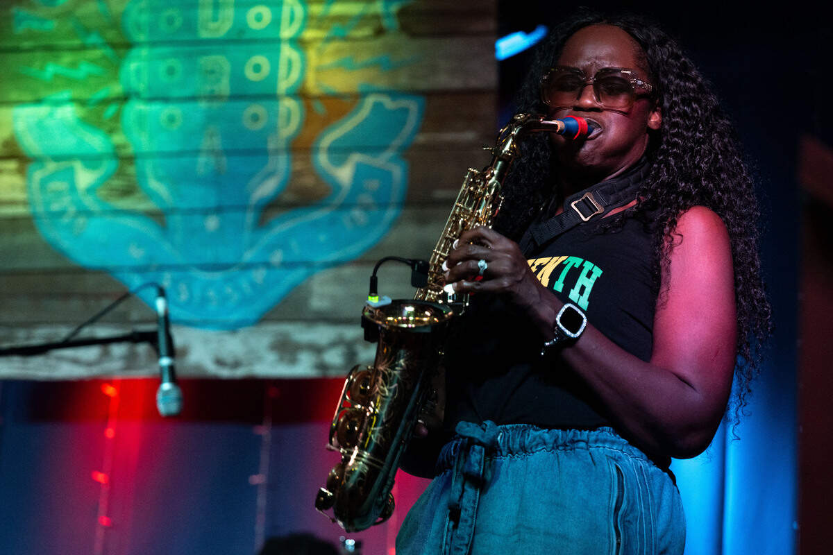 Teressa Shonta plays the saxophone during a Juneteenth celebration at 100 Men Hall in Bay St. Louis on Friday, June 19, 2026.