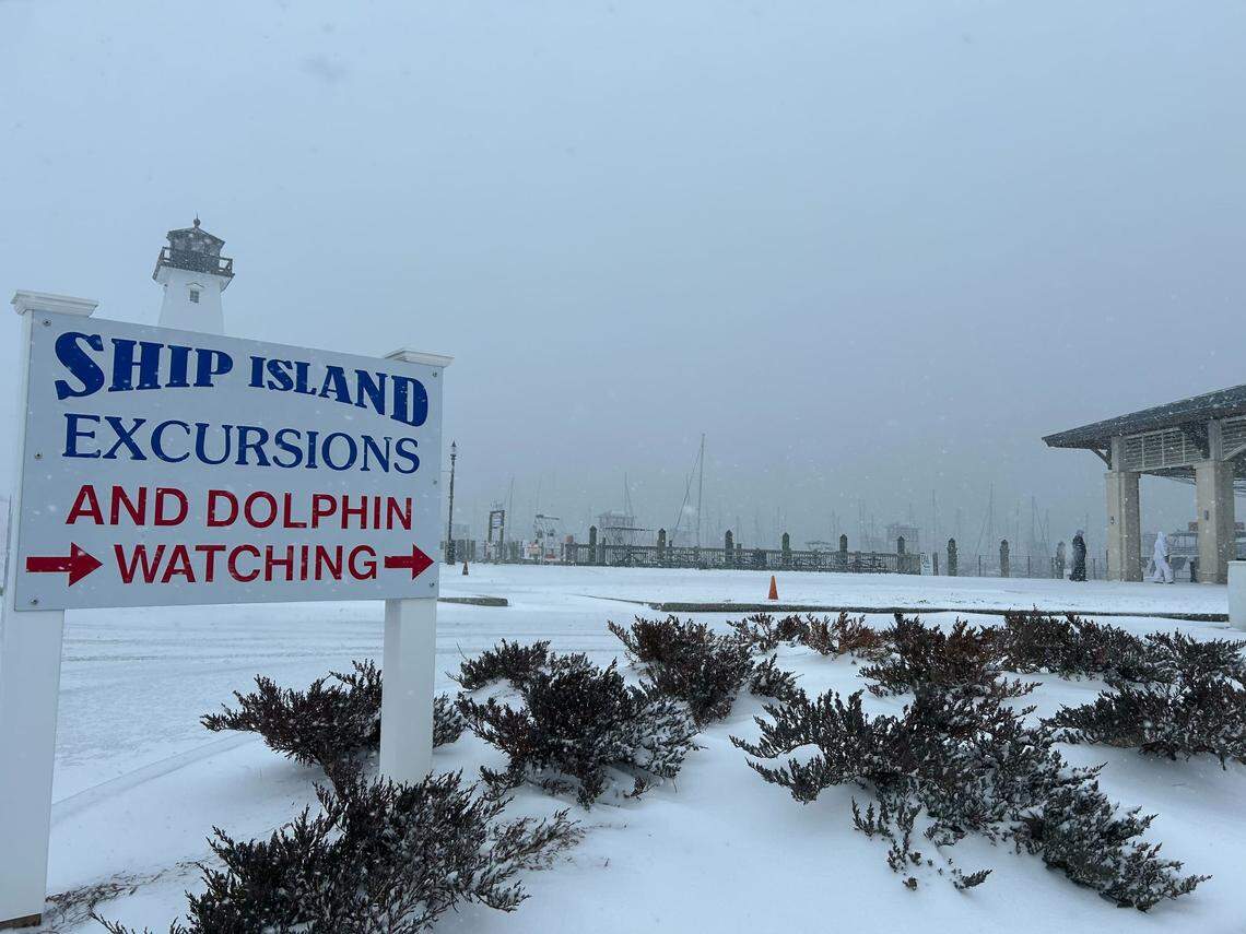Scenes from Gulfport on Tuesday, Jan. 21, 2025, a day when snow blanketed South Mississippi.