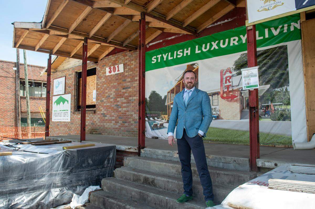 Christian Shane Galvin, owner of Christian Shane Intl., the company that is developing Farragut Lofts, a new luxury housing development in the old McDonald Hardware & Lumber Co. building, in Bay St. Louis on Thursday, June 30, 2022.