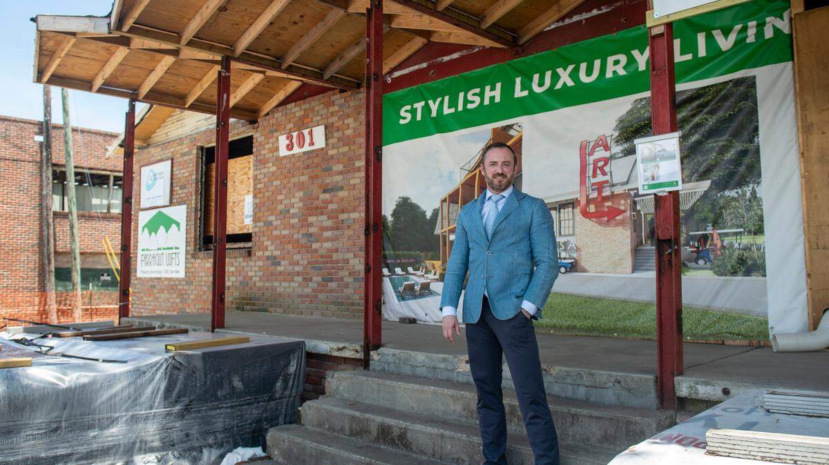 Christian Shane Galvin, owner of Christian Shane Intl., the company that is developing Farragut Lofts, a new luxury housing development in the old McDonald Hardware & Lumber Co. building, in Bay St. Louis on Thursday, June 30, 2022.