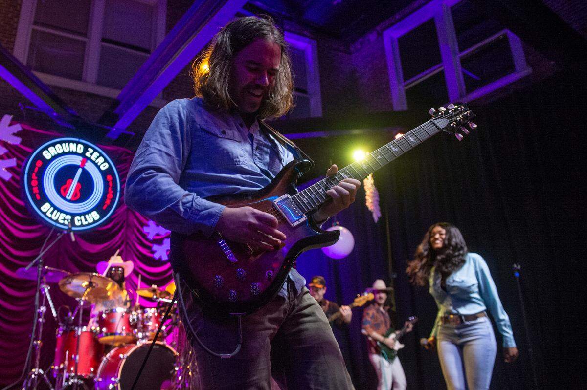 Chapel Hart’s guitarist takes a solo during Chapel Hart’s performance at Ground Zero Blues Club in Biloxi on Wednesday, Nov. 30, 2022.