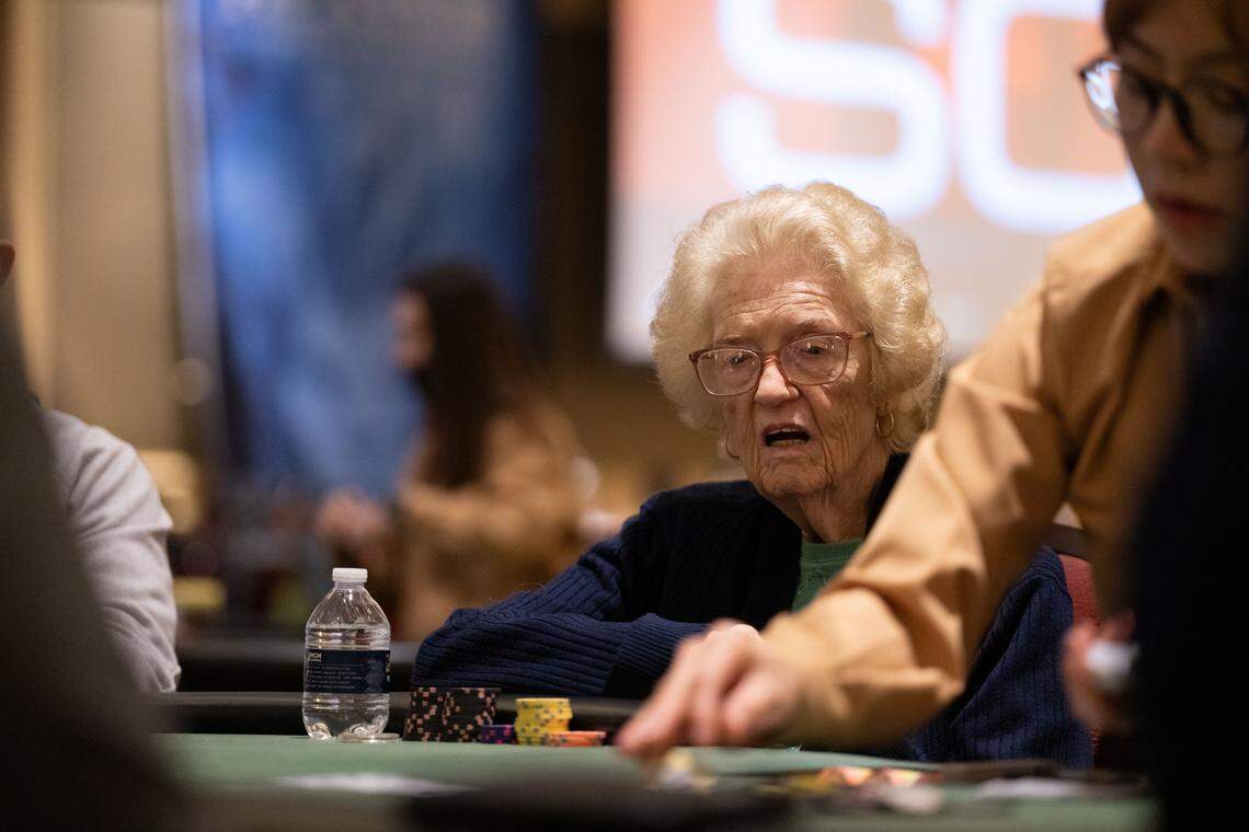 Linda Hammons sits at a table to play poker at the Beau Rivage in Biloxi on Thursday, Jan. 15, 2026.