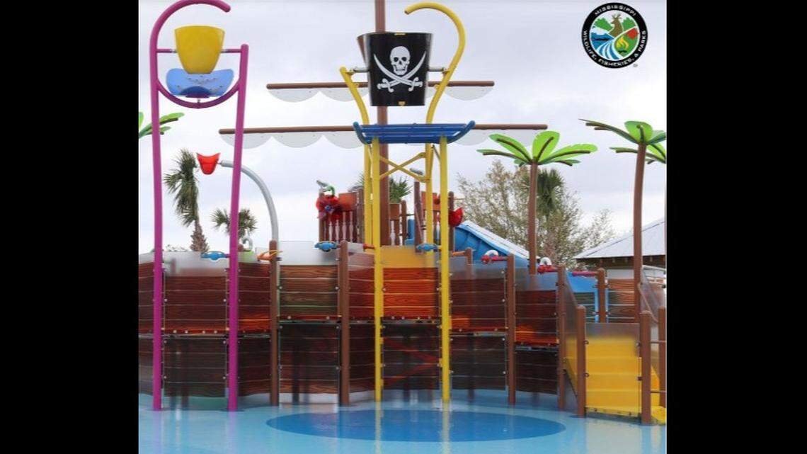 A 20 foot climbing tower pirate ship and two tipping buckets are some of the cool new attractions at the waterpark at Buccaneer State Park in Waveland.