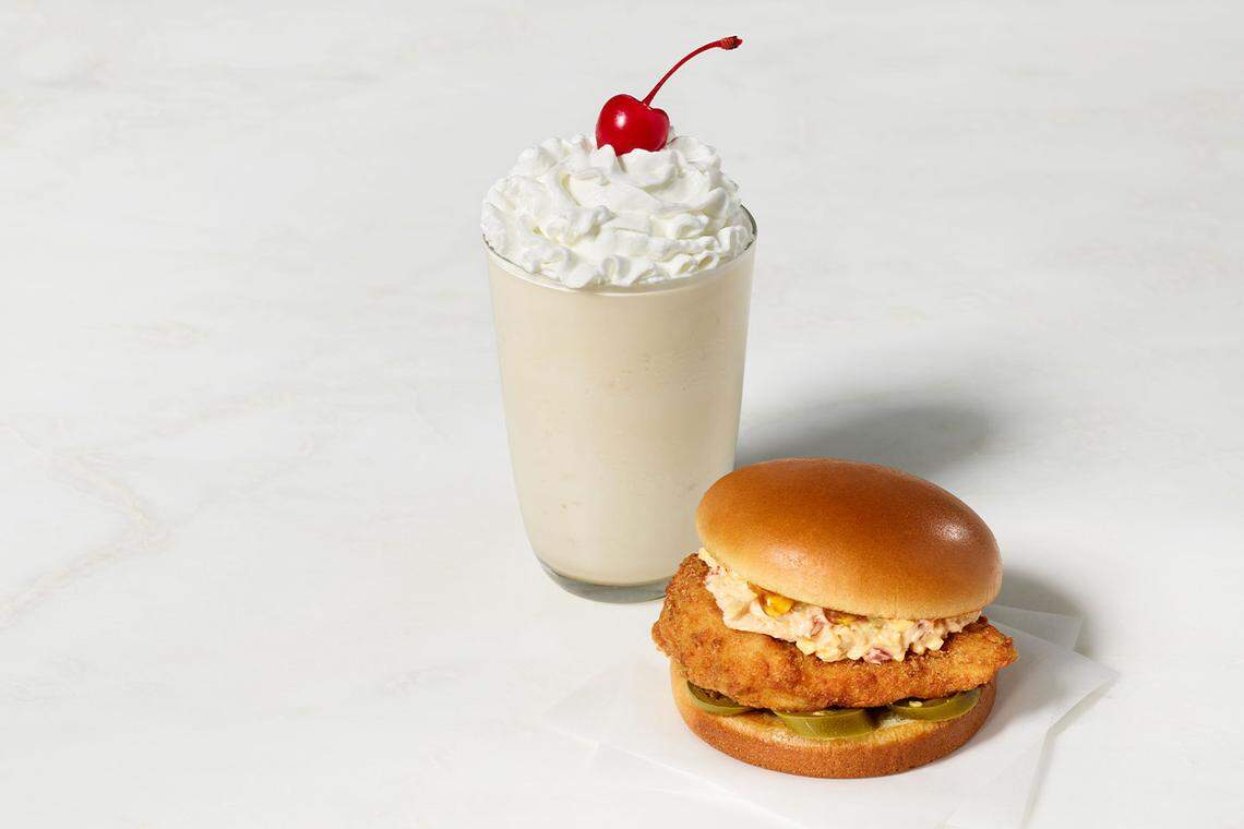 Starting Aug. 28, Chick-fil-A customers can try the new Honey Pepper Pimento Chicken Sandwich and Caramel Crumble Milkshake at participating restaurants, while supplies last.