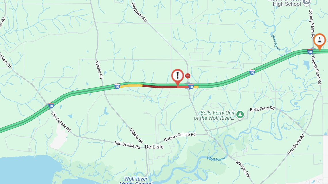 For second time in a day, I-10 eastbound reopens after crash closed all lanes in South MS